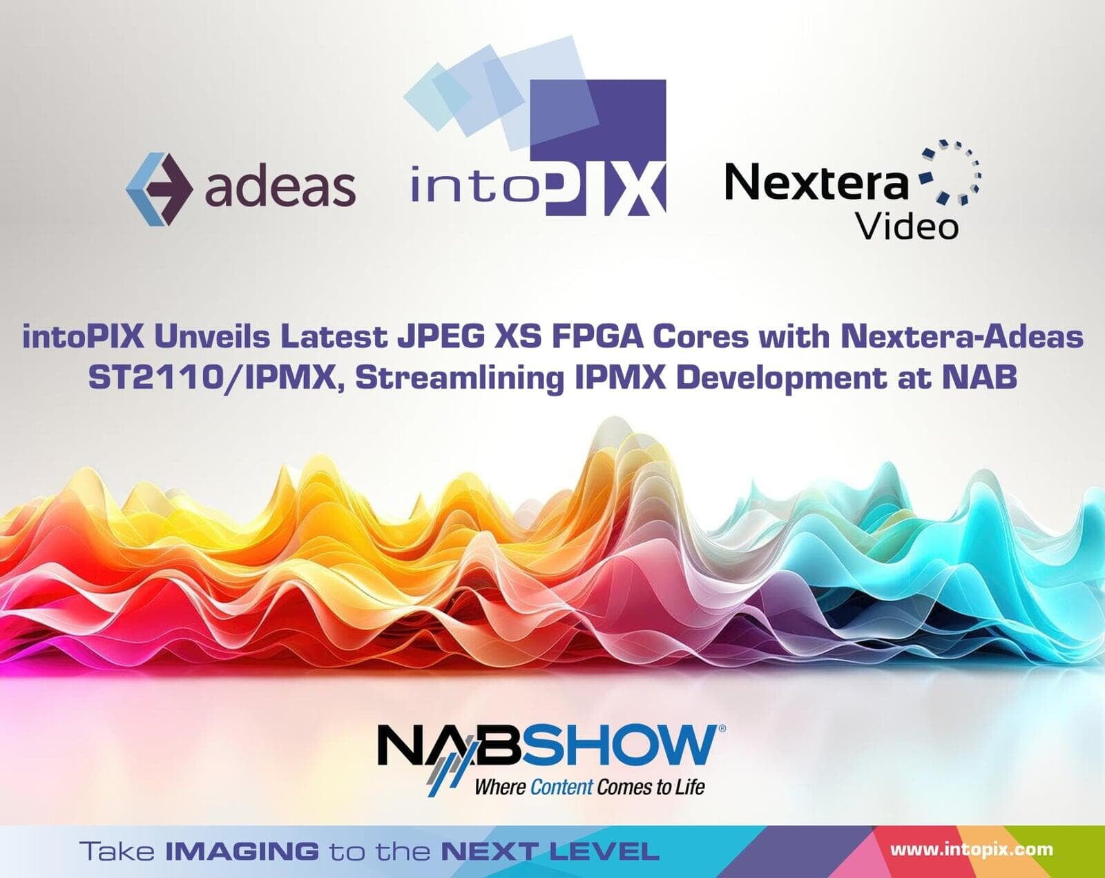 intoPIX 揭开最新面纱 JPEG XS系列 FPGA 采用 Nextera-Adeas ST2110/IPMX 的内核，可简化 IPMX 开发 NAB 显示